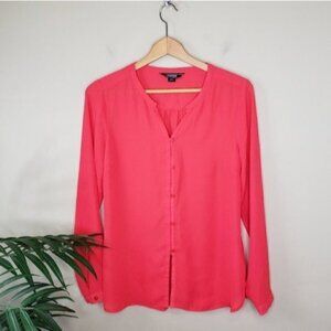 Lands' End | Coral Button Front Blouse Size 4